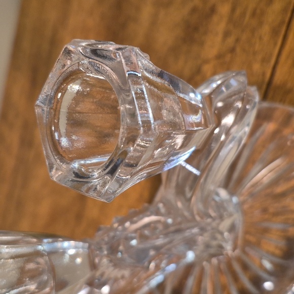 VINTAGE Clear Glass 3 Branch Taper Candle Holder Candelabrum - Picture 10 of 16